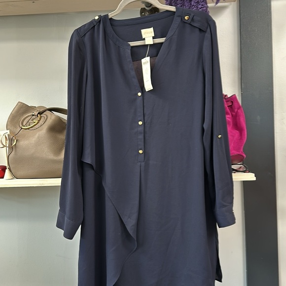 CHICO’S Modern Utility Tunic Size 1 NWT Navy Blue - Picture 5 of 8